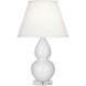 Small Double Gourd 22 inch 150.00 watt Lily Glazed Ceramic with Lucite Base Accent Lamp Portable Light in Pearl Dupioni